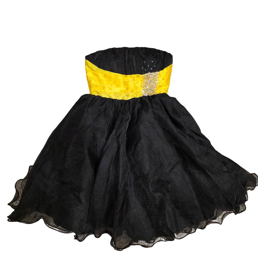 NWT‎ Beautifly black and yellow fit and flare tulle dress sz 4